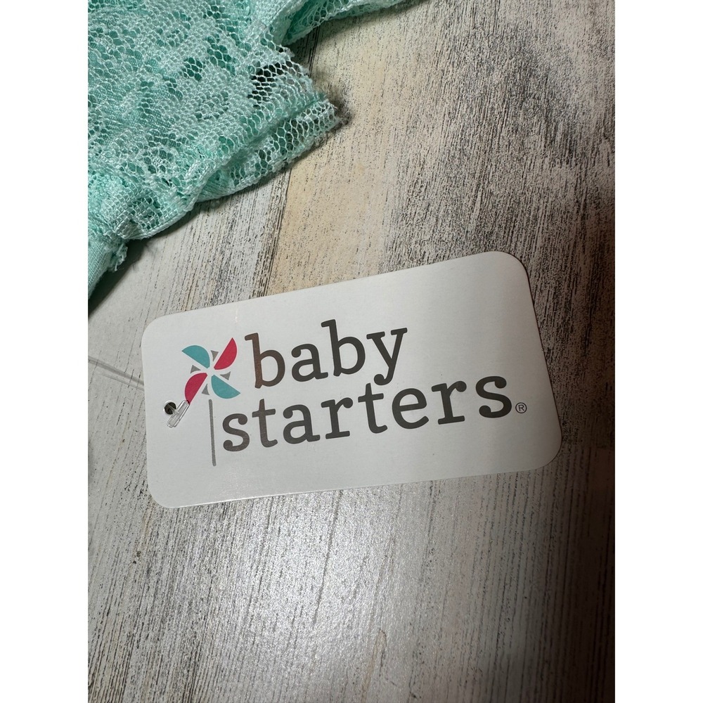 Baby Starters Tunic and Leggings Set Kids 9M Mint Green New Lace Bow Boutique - Picture 6 of 7
